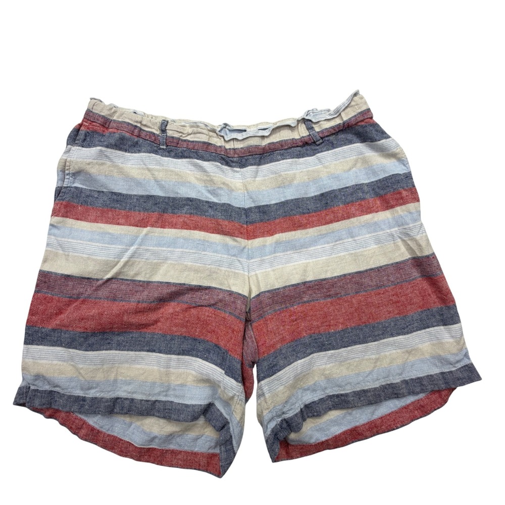 J. Jill Love Linen Shorts Womens XL Multi Color Striped Pull On Casual Pocket